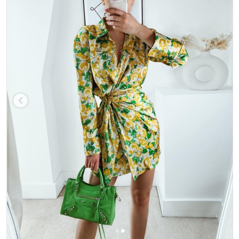 ZARA * Printed Wrap Satin  Dress Size  S - Picture 8 of 14